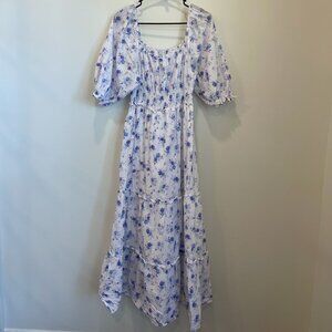 LoveShackFancy x Target Gemma floral Puff Sleeve Maxi Dress Tiered Women Medium